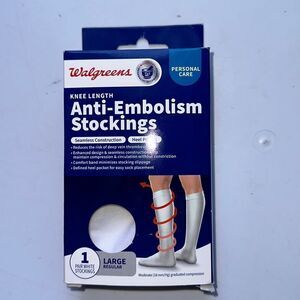New in box‎ Walgreens knee length white anti-embolism stockings